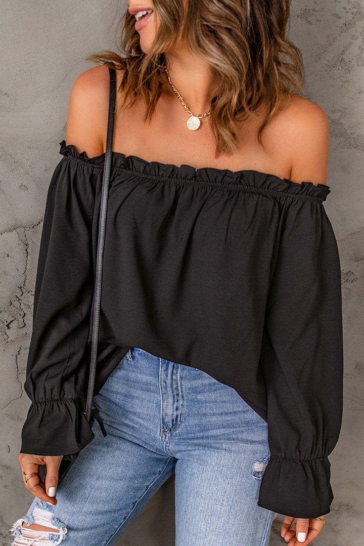 Damen Off-Shoulder Bluse mit Rüschendetails Drune