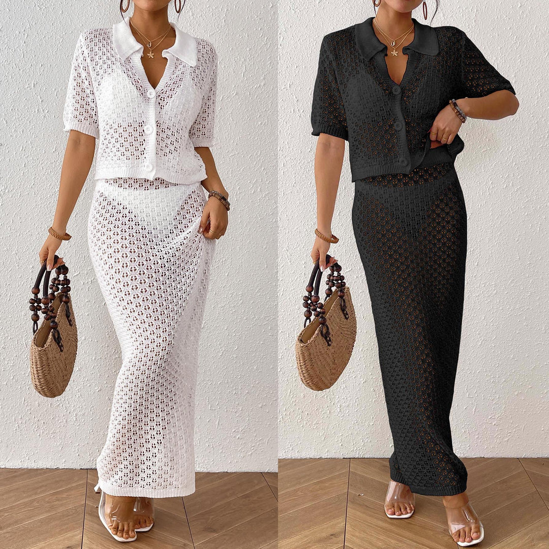 Damen elegantes Häkel-Kimono-Set Drune