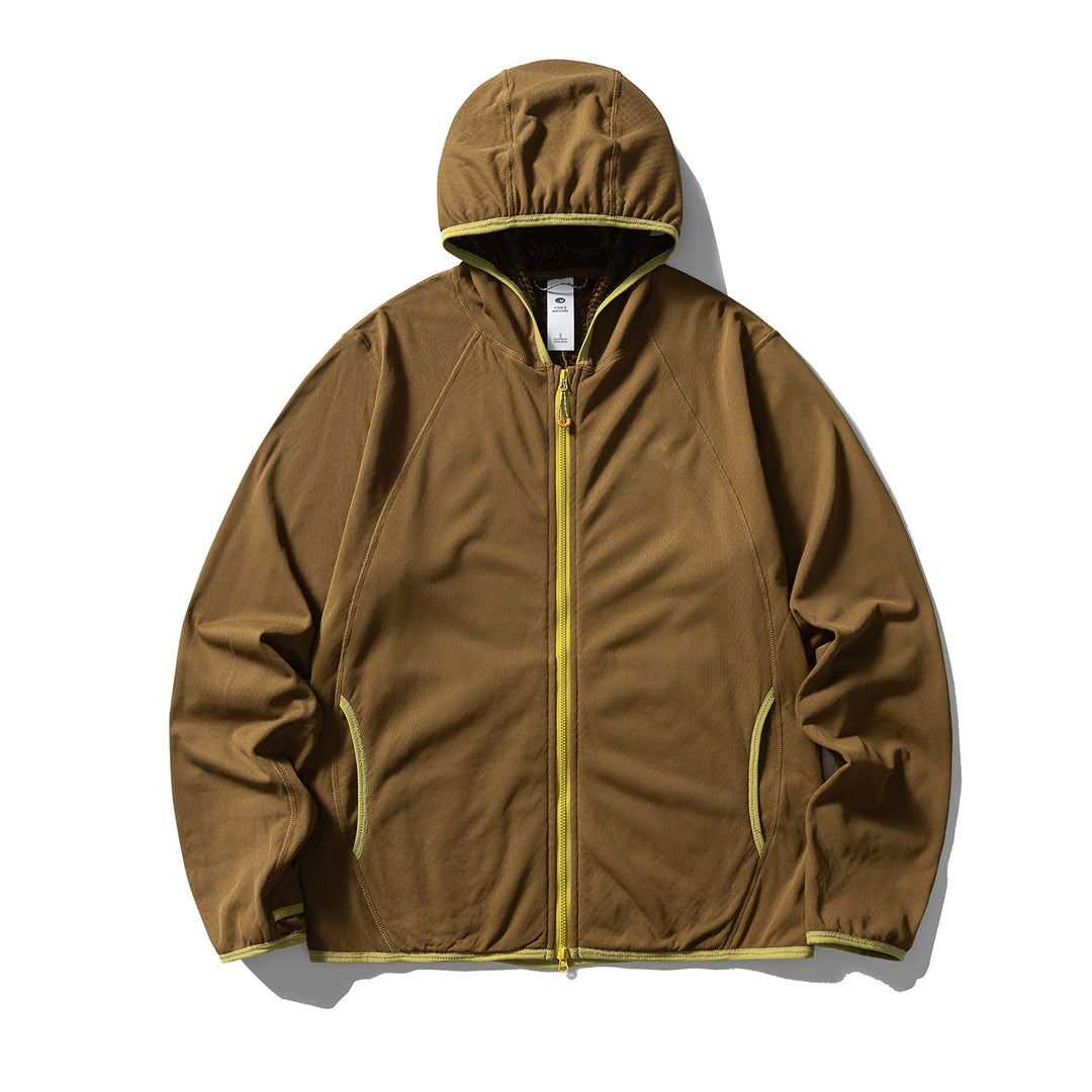 Unisex Leichte Kapuzen‑Fleecejacke mit Raglanärmeln und kontrastierter Kantenverarbeitung Drune