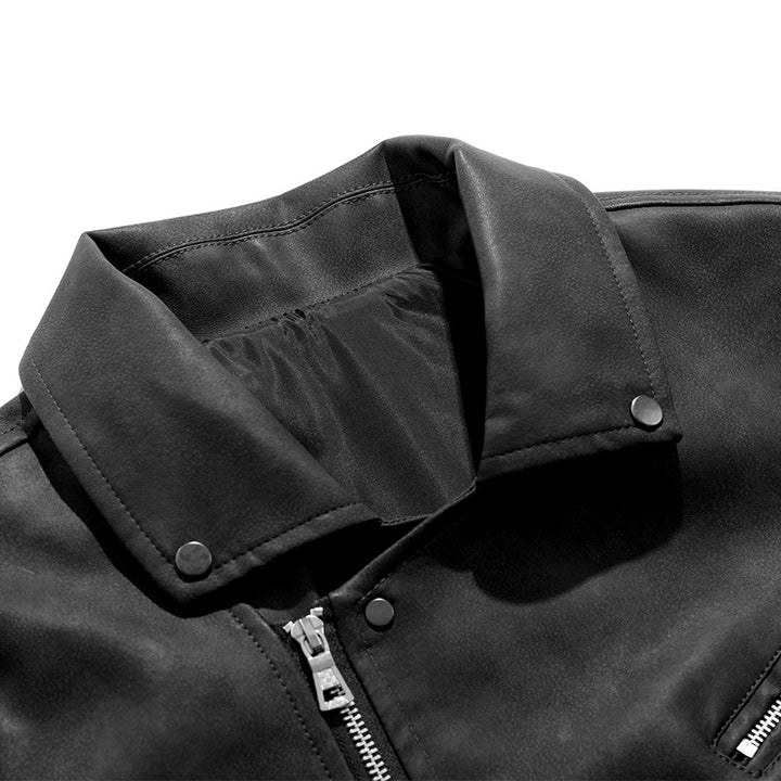 Herren Modische Lederjacke mit asymmetrischem Reißverschluss Drune
