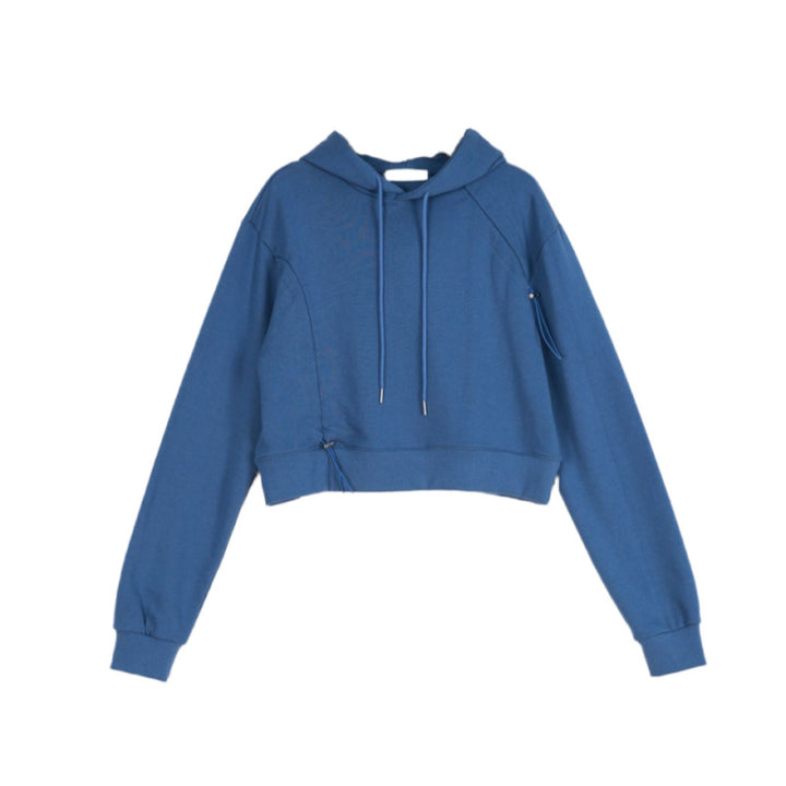 Damen cropped Kapuzenpullover mit verstellbarem Kordelzug Drune