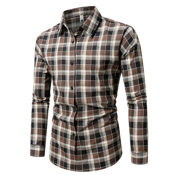 Herren kariertes Langarmhemd aus weichem Flanell Drune