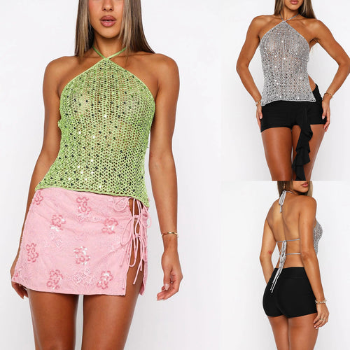 Damen Glitzerndes Netzoberteil mit raffinierten Details Drune