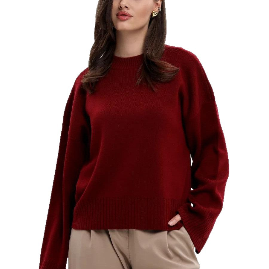 Damen lässiger Strickpullover mit voluminösen Ärmeln und modernem Design Drune