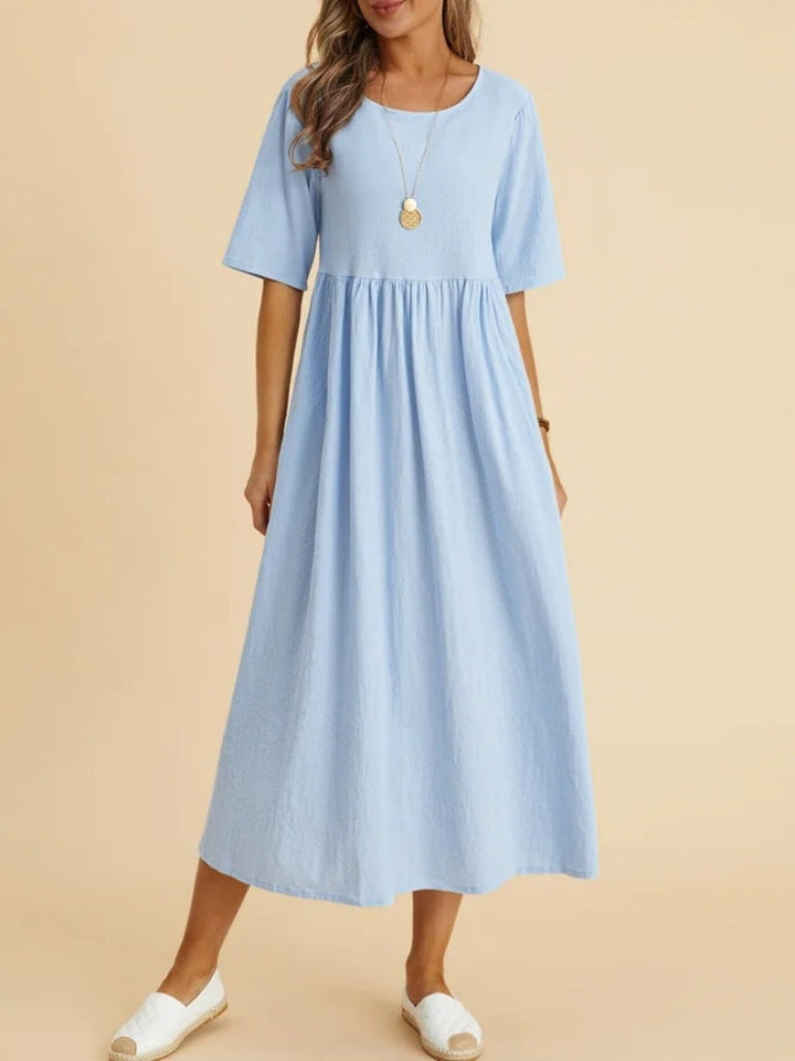 Damen Maxikleid mit lässigem Schnitt und Kurzärmeln Drune