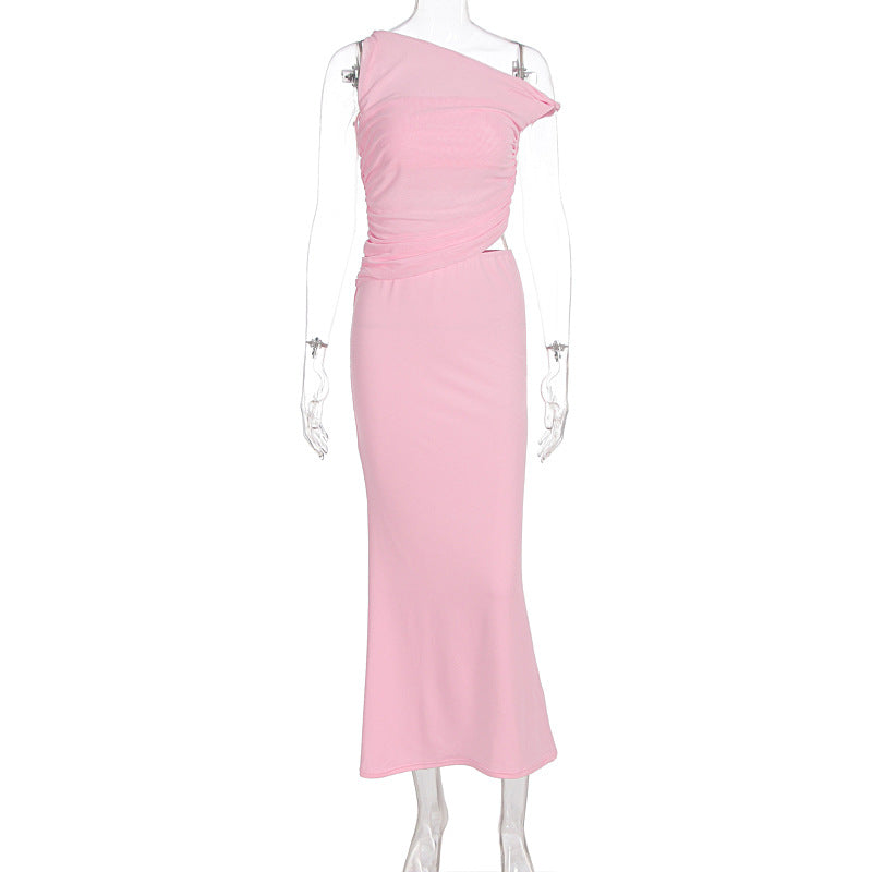 Damen Elegantes Wickelkleid mit asymmetrischem Design und Raffung Drune