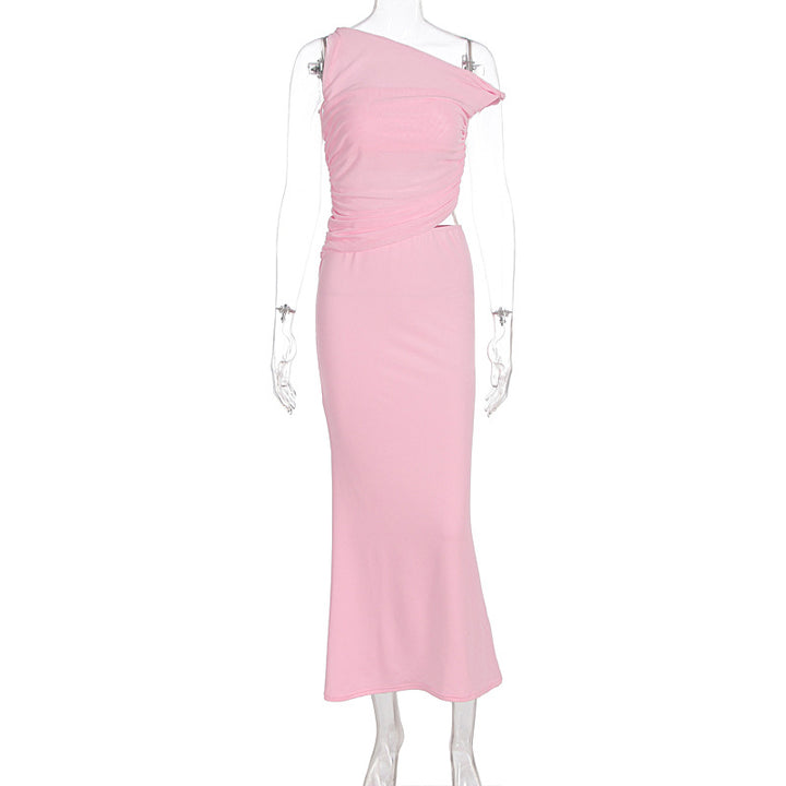 Damen Elegantes Wickelkleid mit asymmetrischem Design und Raffung Drune