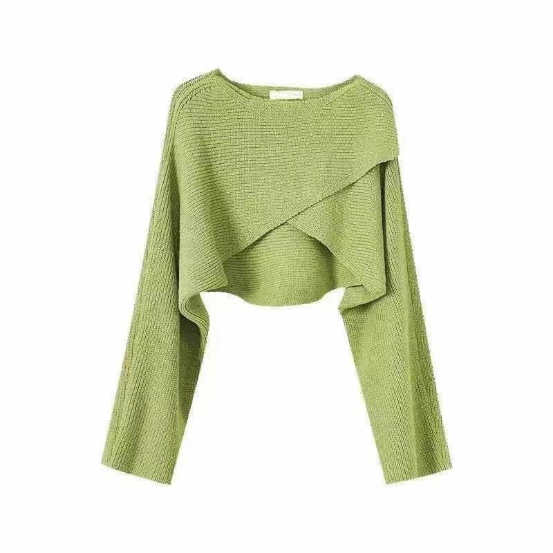 Damen lässiger Cropped-Pullover mit asymmetrischem Schnitt und strukturierter Oberfläche Drune