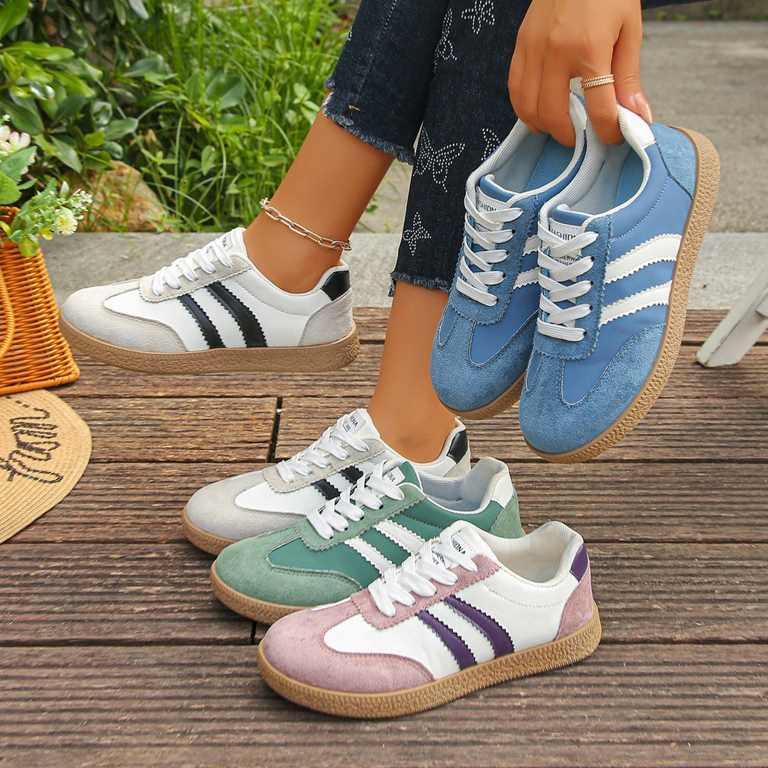 Damen Retro-Sneaker mit Velours-Overlays, Zierstreifen und profildetails Drune
