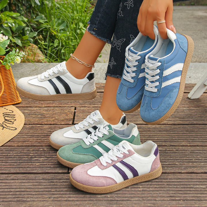 Damen Retro-Sneaker mit Velours-Overlays, Zierstreifen und profildetails Drune