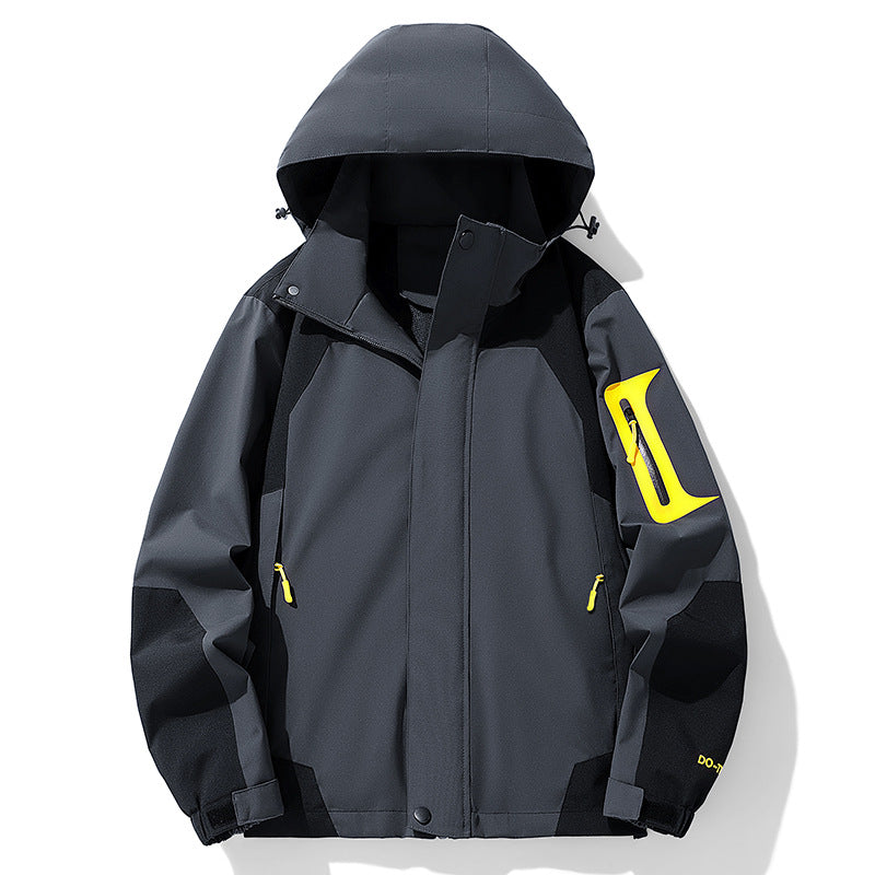 Herren Technische Outdoorjacke mit verstellbarem Kapuzenkragen Drune