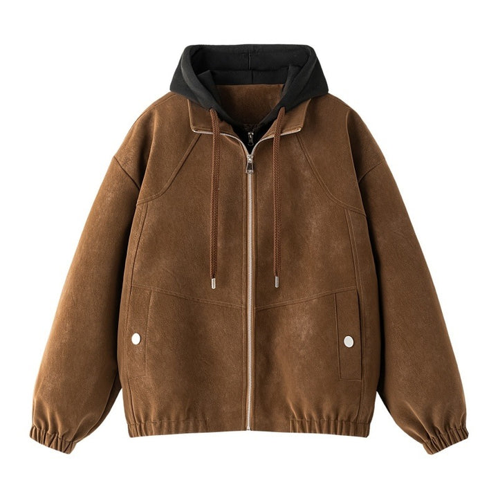 Herren Lagenlook Bomberjacke mit integrierter Kapuze, elastischem Saum & Druckknopf‑Taschen Drune