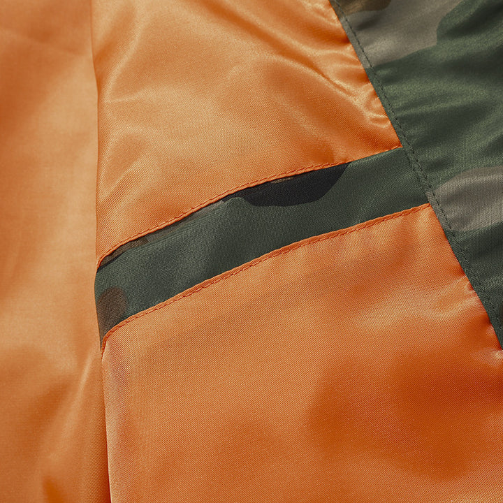 Herren Piloten-Bomberjacke im Camouflage-Design mit Ärmel-Reißverschlusstasche und Sicherheitsband Drune