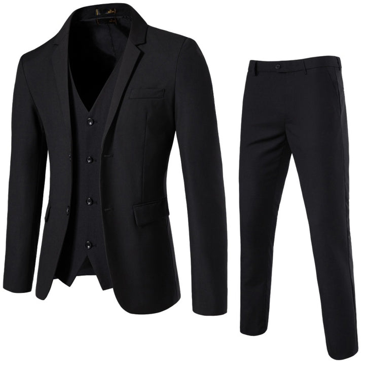 Herren Dreiteiliges tailliertes Anzugset mit Slim‑Sakko, Weste und schmaler Flachbundhose Drune
