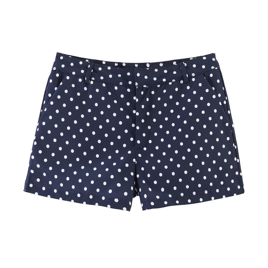 Damen nan weite High-Waist Schlaghose mit Punkteprint und elastischem Bund Drune