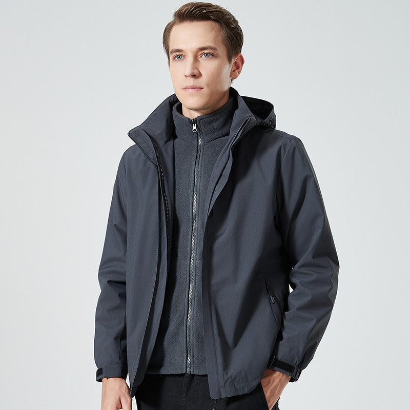 Damen leichte wasserabweisende Freizeit-Outdoorjacke mit verstellbarer Kapuze und verdecktem Reißverschluss Drune