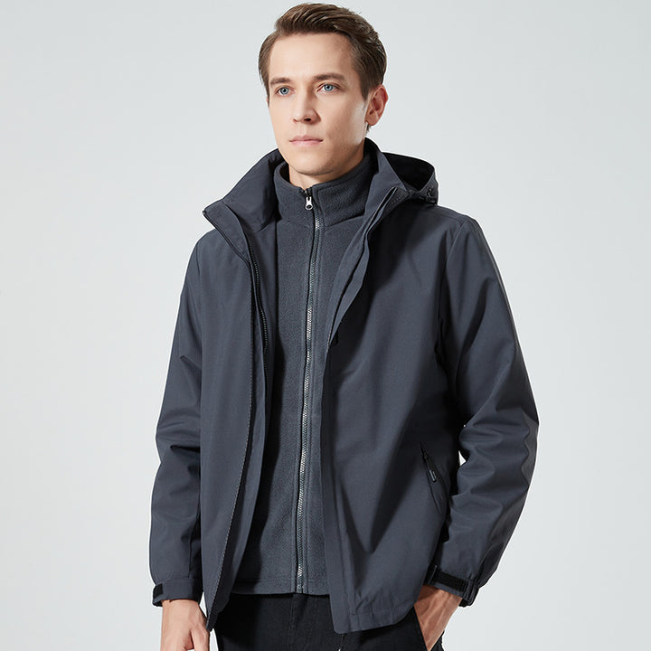 Damen leichte wasserabweisende Freizeit-Outdoorjacke mit verstellbarer Kapuze und verdecktem Reißverschluss Drune