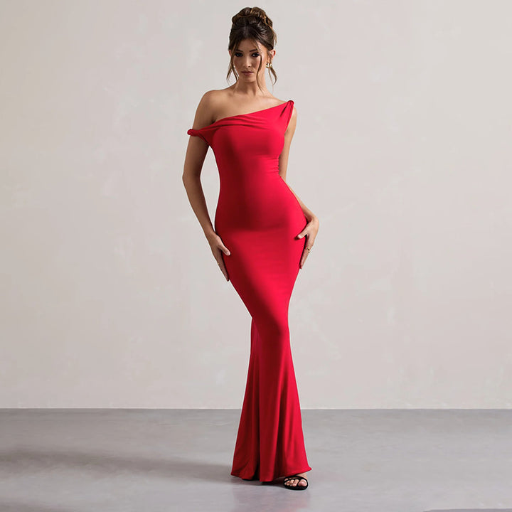 Damen Elegantes Off-Shoulder Maxikleid Drune