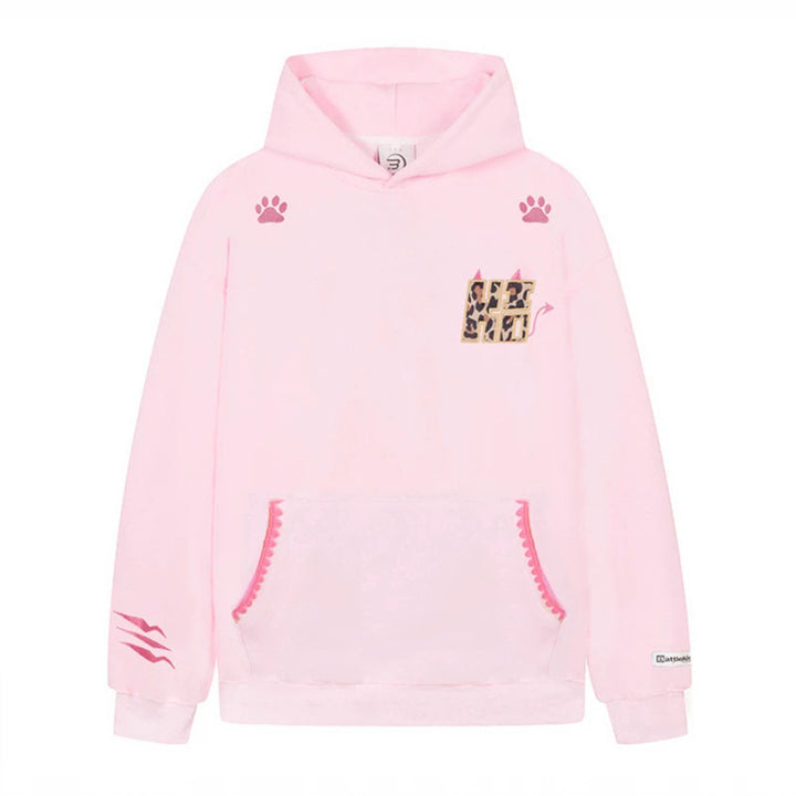 Damen Oversize-Kapuzenpullover mit Kängurutasche, Tier‑Patch und Zierstickerei Drune