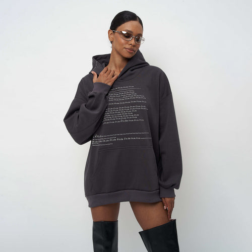 Damen Hochwertiger Oversized Hoodie mit modernem Schriftzug Drune