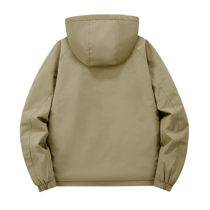 Herren nan multifunktionale Softshell-Tacticaljacke mit versteckter Kapuze, vertikaler Brusttasche und atmungsaktivem Fleecefutter Drune