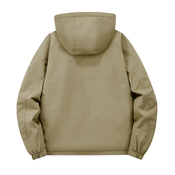Herren nan multifunktionale Softshell-Tacticaljacke mit versteckter Kapuze, vertikaler Brusttasche und atmungsaktivem Fleecefutter Drune