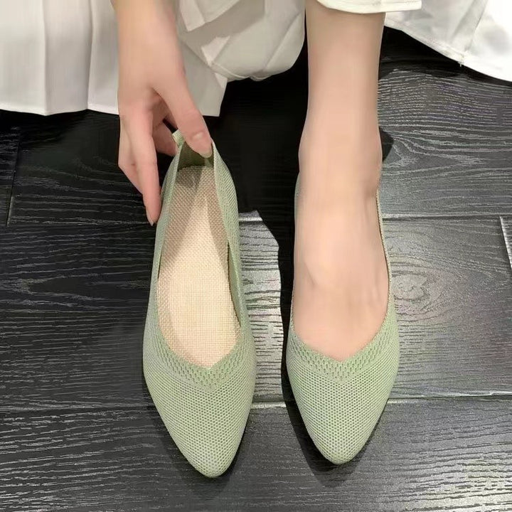 Damen Atmungsaktive Strickspitze Ballerinas Drune