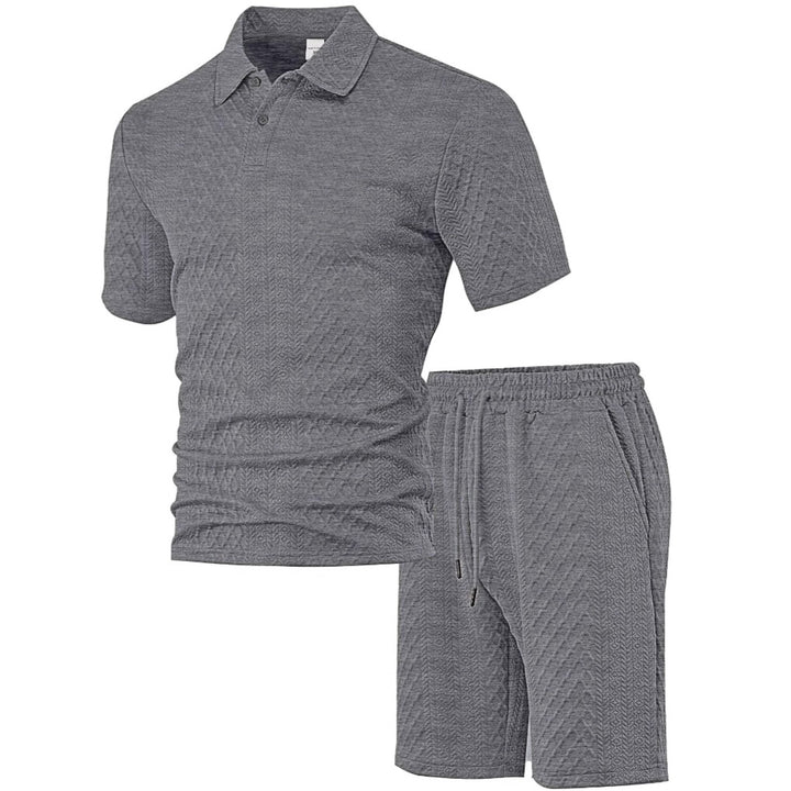 Herren nan strukturiertes Poloshirt- und Bermudashorts-Set aus gesteppter Baumwollmischung Drune