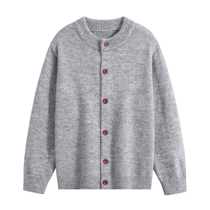 Damen Oversize-Strickjacke mit Rundhalsausschnitt, Rippsaum & Kontrastknöpfen Drune