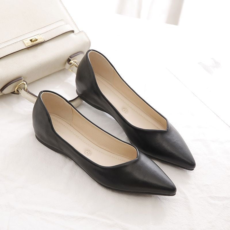 Damen Elegante Ballerinas aus hochwertigem Leder mit modischem V-Ausschnitt Drune