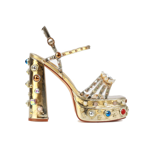 Damen Dekorative Hoch-Platform Sandalen mit Riemen Drune
