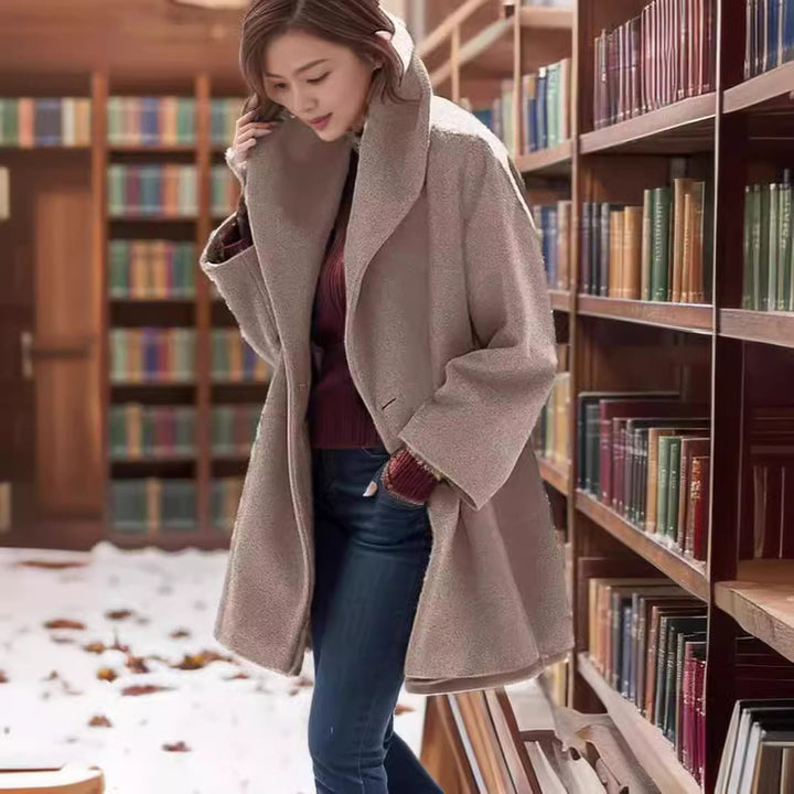 Damen Kapuzen-Teddycoat im Oversize‑A‑Linienschnitt mit überschnittenen Schultern Drune