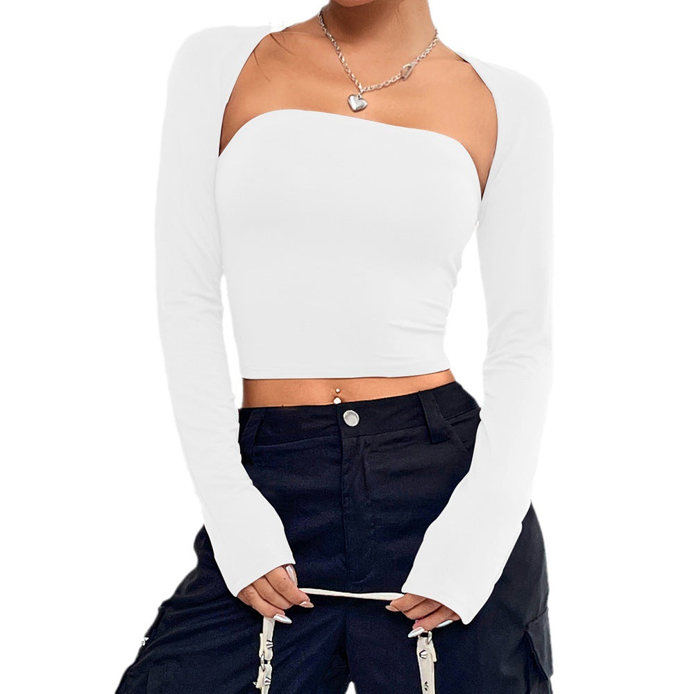 Damen Top mit asymmetrischem Ausschnitt und langen Ärmeln Drune
