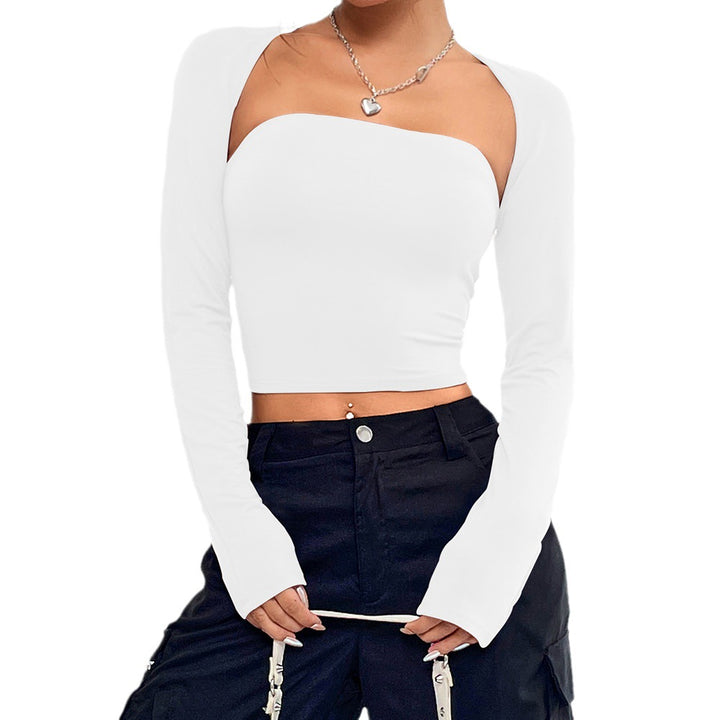 Damen Top mit asymmetrischem Ausschnitt und langen Ärmeln Drune