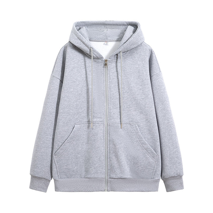 Unisex Oversize Kapuzen-Sweatjacke mit durchgehendem Reißverschluss, Kängurutaschen und gerippten Bündchen Drune