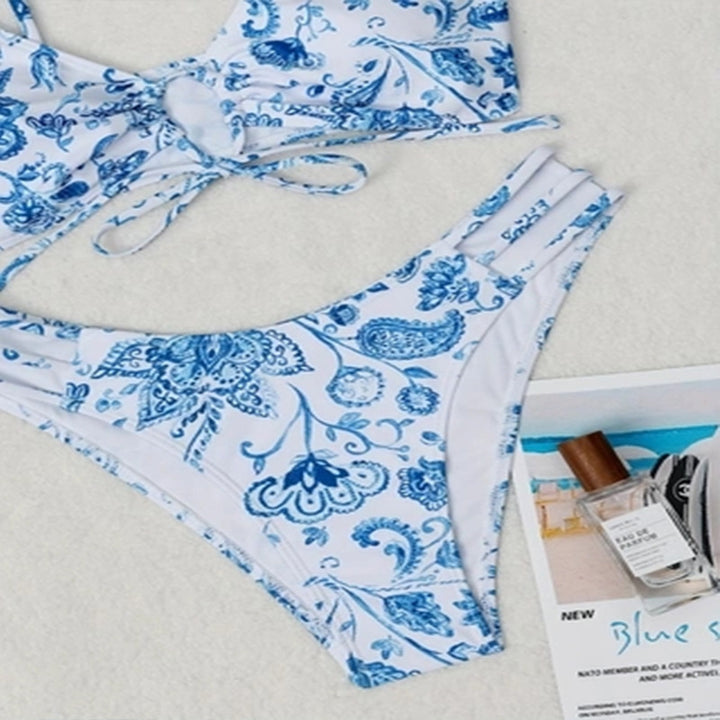 Damen Triangel-Bikini mit verspieltem Blumendruck Drune