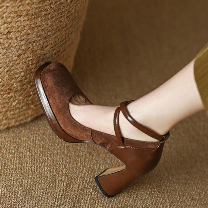 Damen elegante Mary Jane Pumps mit luxuriösem Blockabsatz Drune