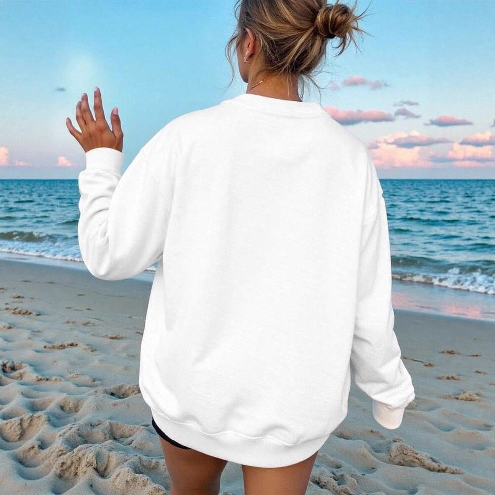 Damen nan Oversize-Sweatshirt mit maritimem Key-West Fischmotiv, dropped-Shoulder und weichem Baumwollmix Drune