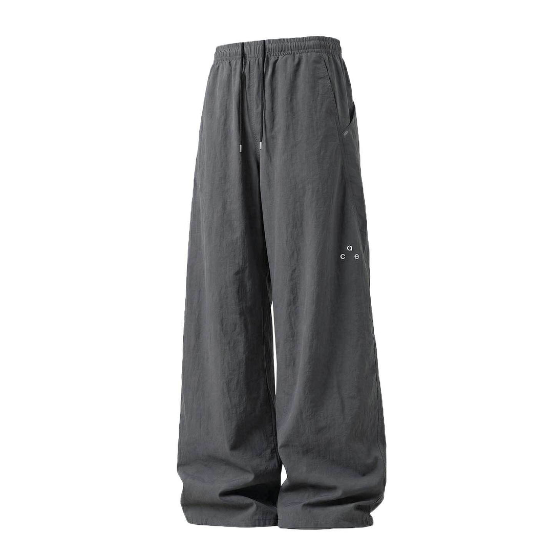Unisex Locker geschnittene Baggy-Hose im Leinen-Look mit elastischem Bund und Tunnelzug Drune