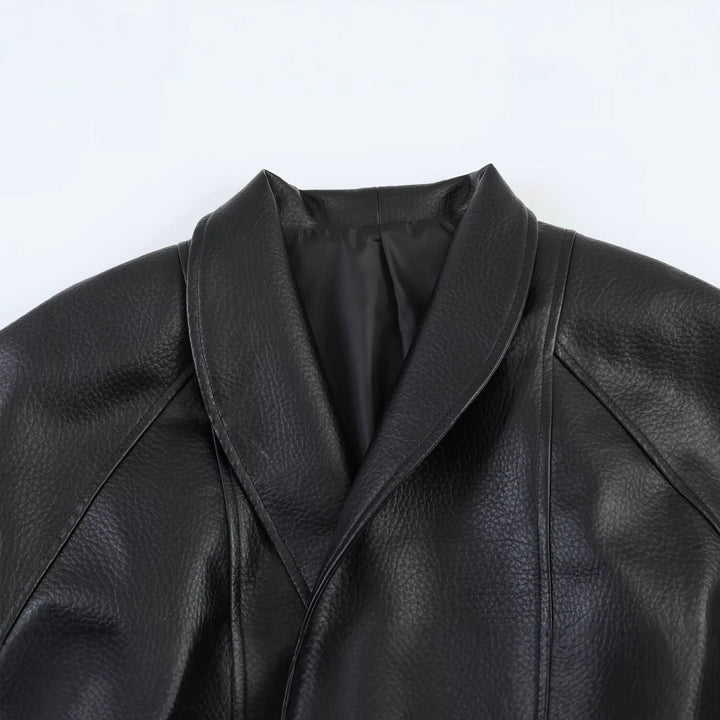 Damen Lederoptik-Wickeljacke mit Bindegürtel Drune