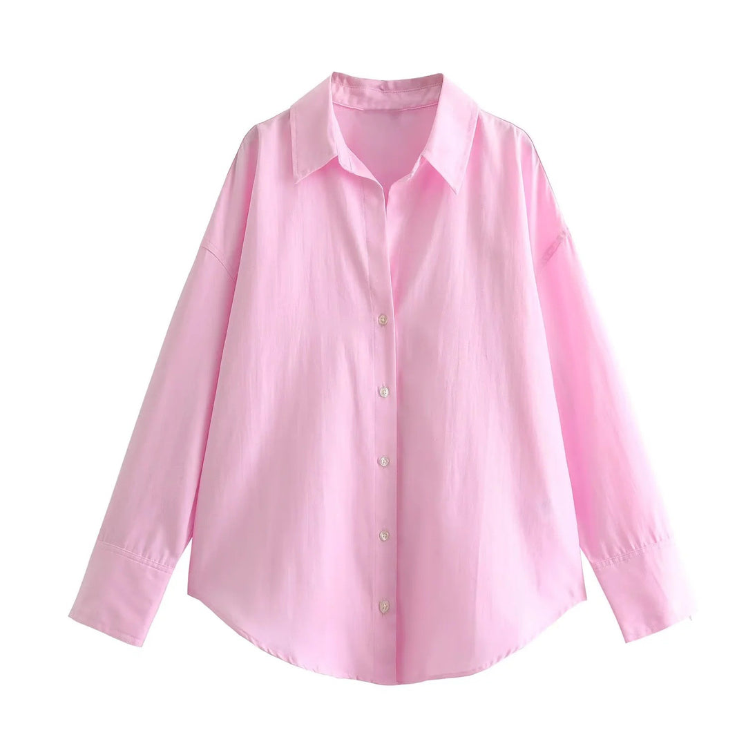 Damen 20+ Oversize‑Streifenbluse mit Hemdkragen und langen Manschetten Drune