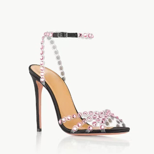 Damen atemberaubende High-Heel Knöchelriemen Sandalen mit dekorativen Perlenakzenten Drune