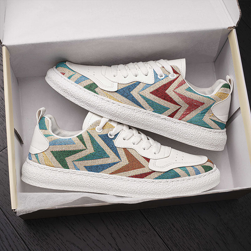 Damen Modische Sneakers mit farbenfrohem Chevron-Muster Drune
