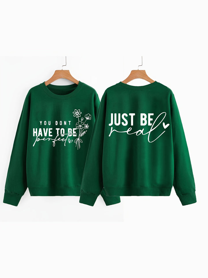 Damen lässiger Pullover mit inspirierenden Botschaften Drune