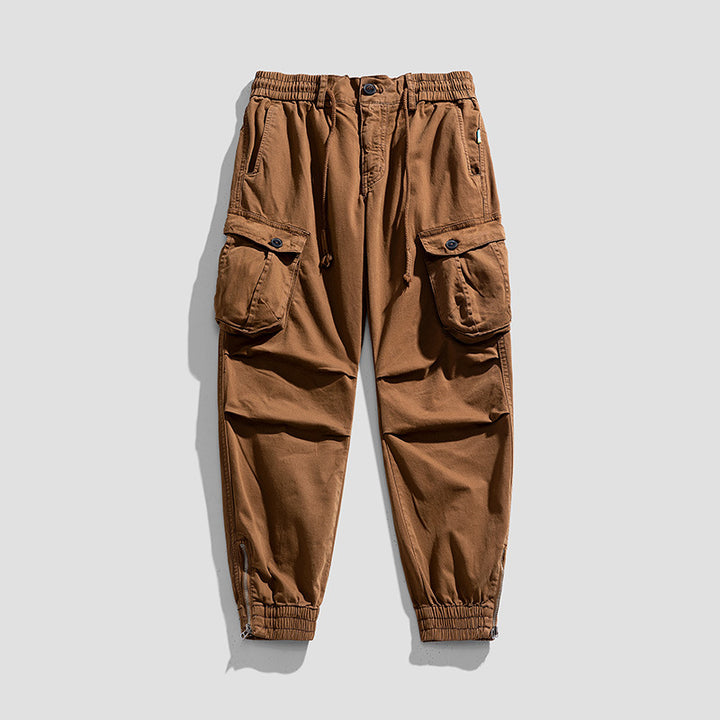 Herren Multifunktionale Zip‑Cargo‑Jogginghose mit Knieabnähern und elastischem Tunnelzugbund Drune