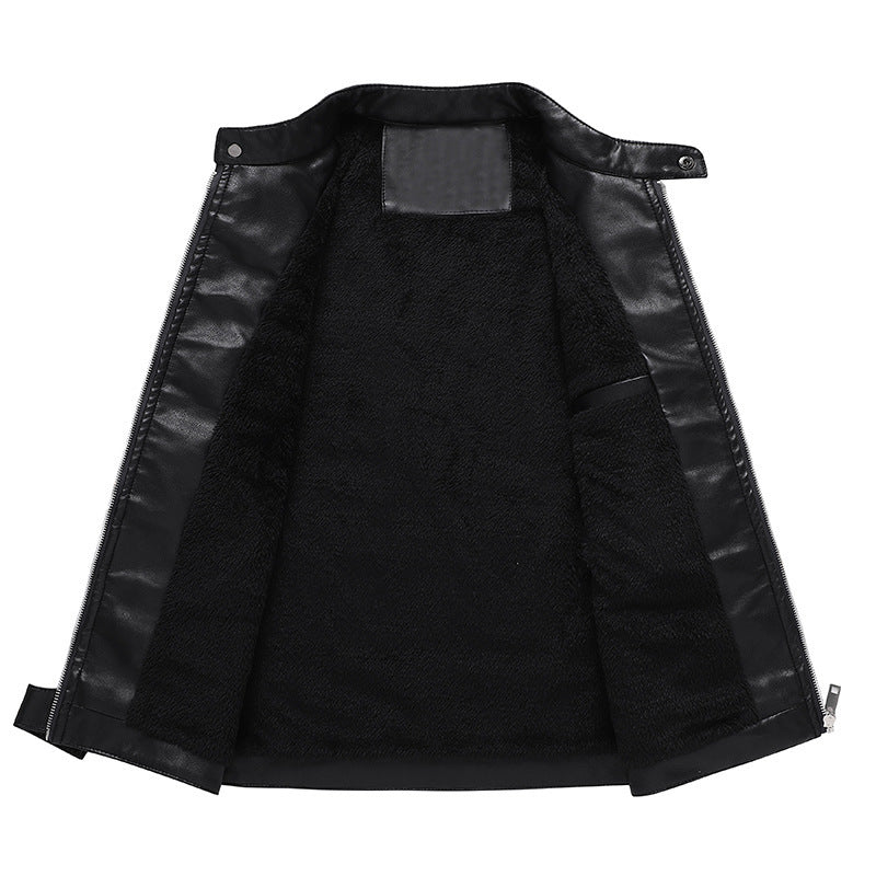 Herren Bikerjacke aus Kunstleder mit markanter Logo‑Applikation und tailliertem Schnitt Drune