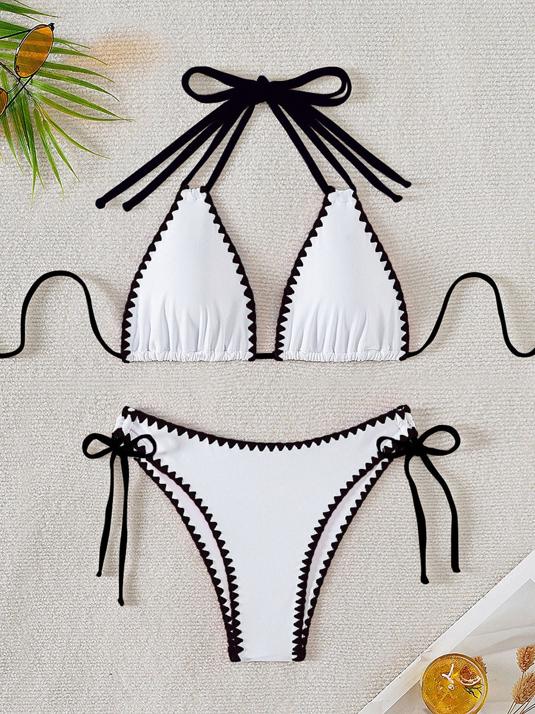 Damen Triangel-Bikini mit verspielten Kontrastnähten Drune