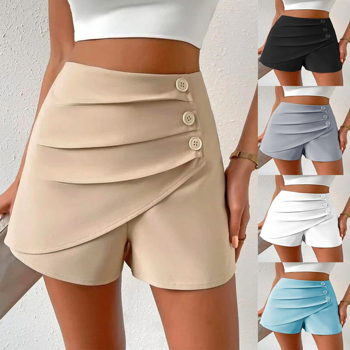 Damen Modische Shorts mit Drapierung und Knopfdetails Drune