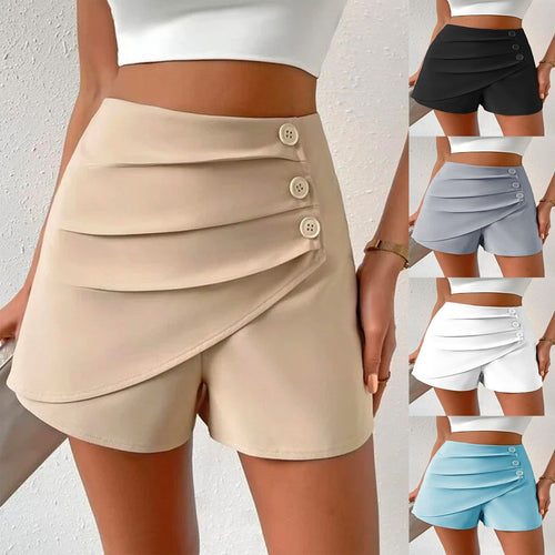 Damen Modische Shorts mit Drapierung und Knopfdetails Drune