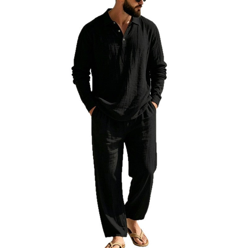 Herren Lässiger Leinen Pyjama Drune